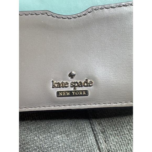 Kate Spade NY Italian Leather Wristlet Wallet / Key Chain – Light Teal & Tan - Picture 2 of 7